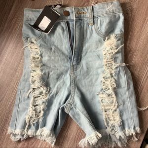 Fashion Nova Light Blue Wash Jean Shorts